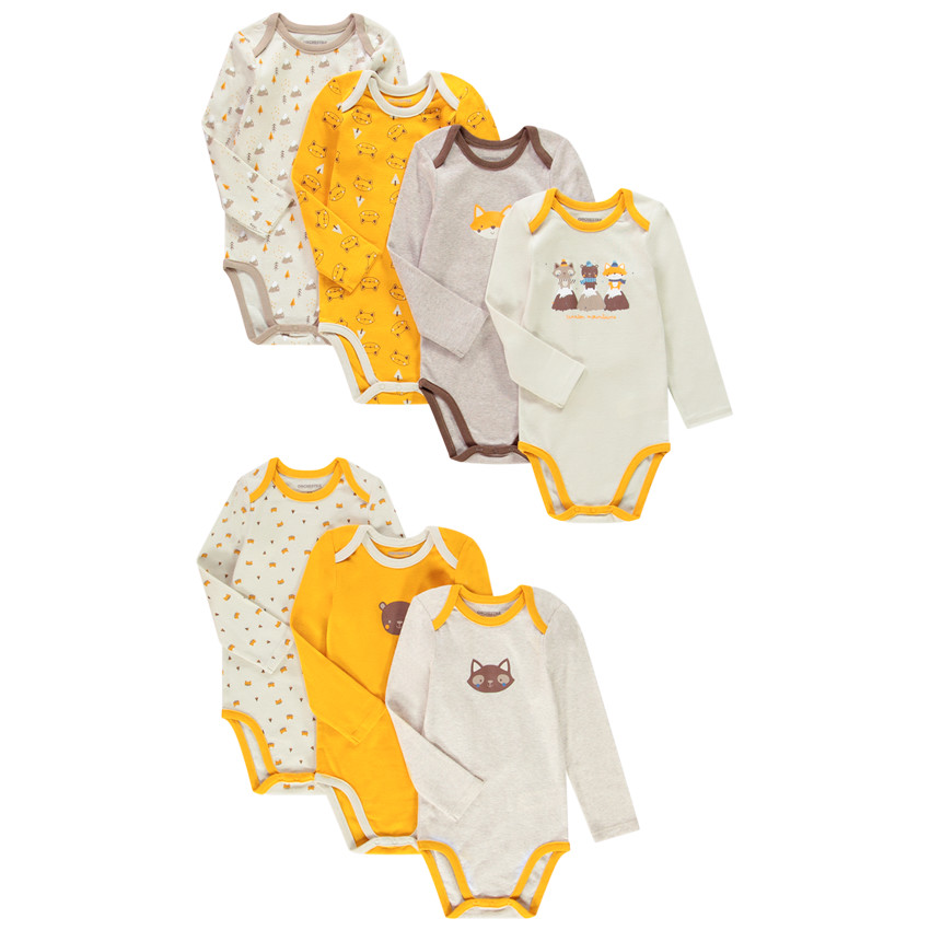 Lot de 7 bodies manches longues en coton pour bébé garçon 