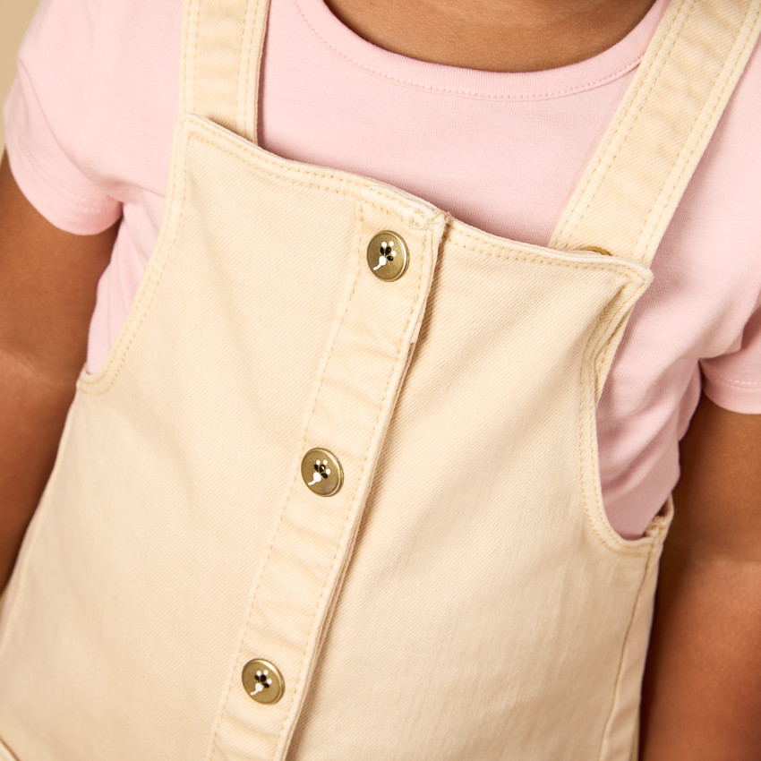 Robe salopette avec boutons fantaisie et poches pour fille  