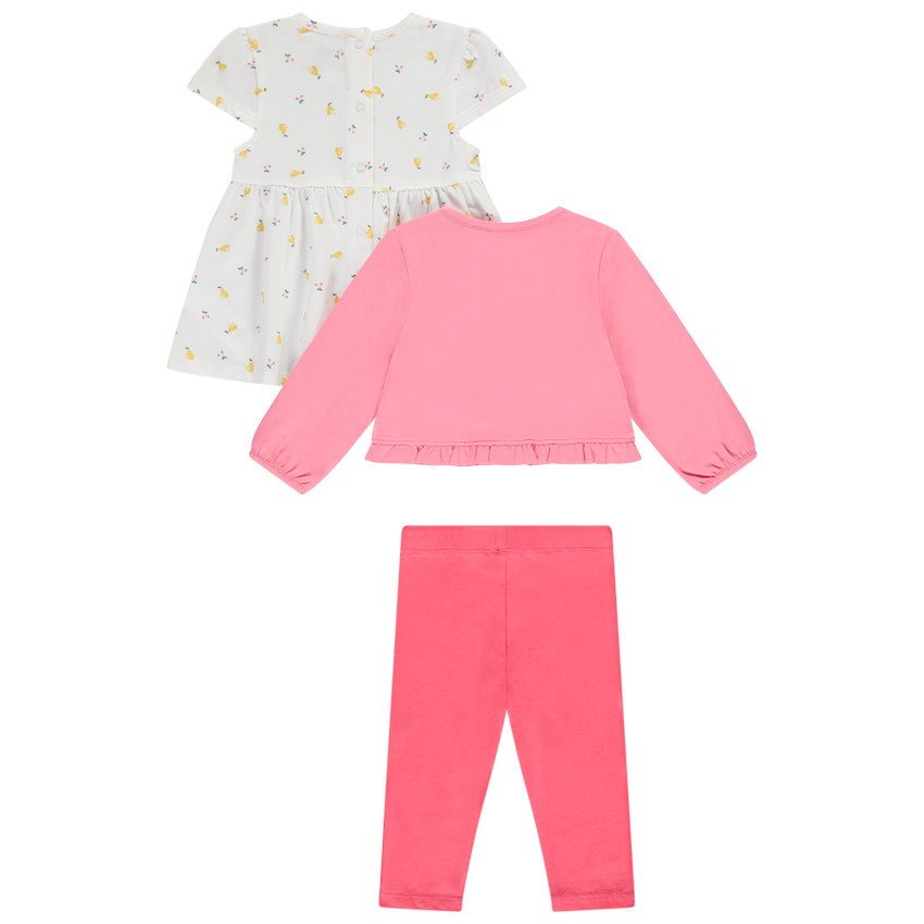 Ensemble 3 pièces en jersey gilet + tunique + legging pour bébé fille