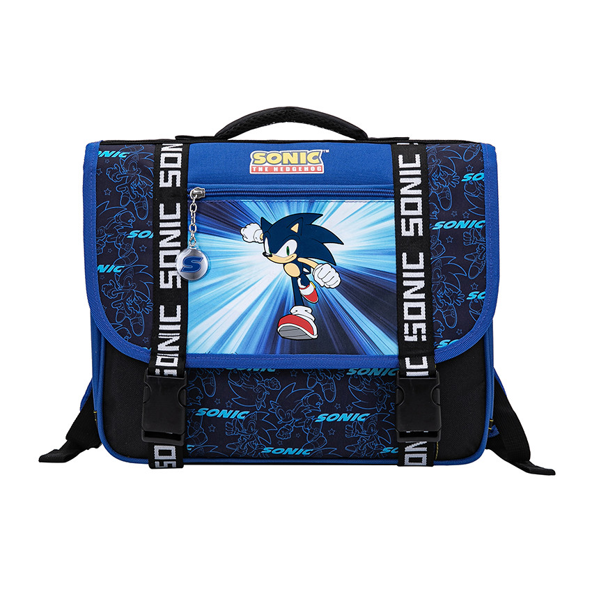 Cartable à 2 compartiments Sonic bleu