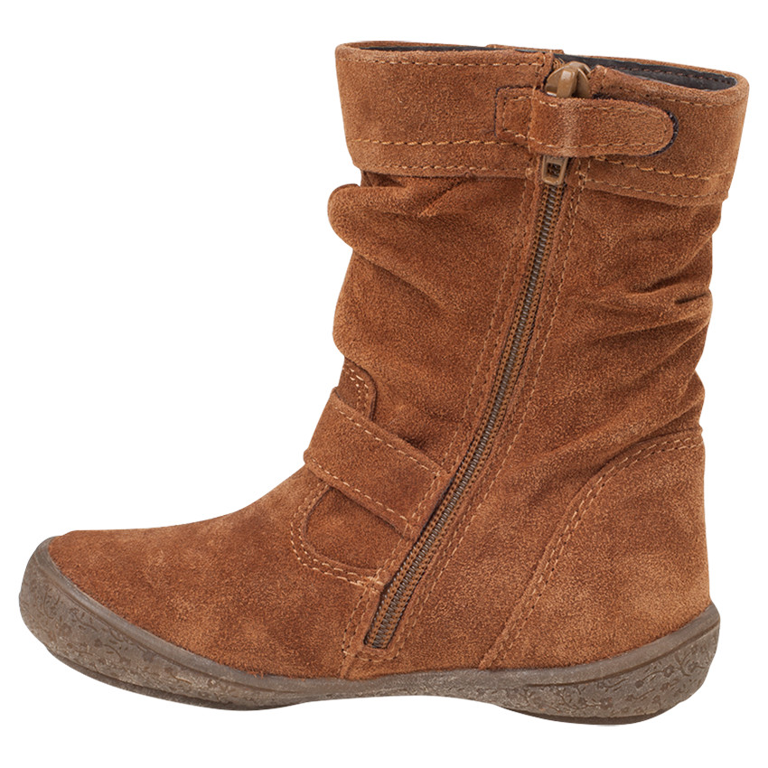 Bottines en cuir suédé avec tige fluide et lien fantaisie du 24 au 27 