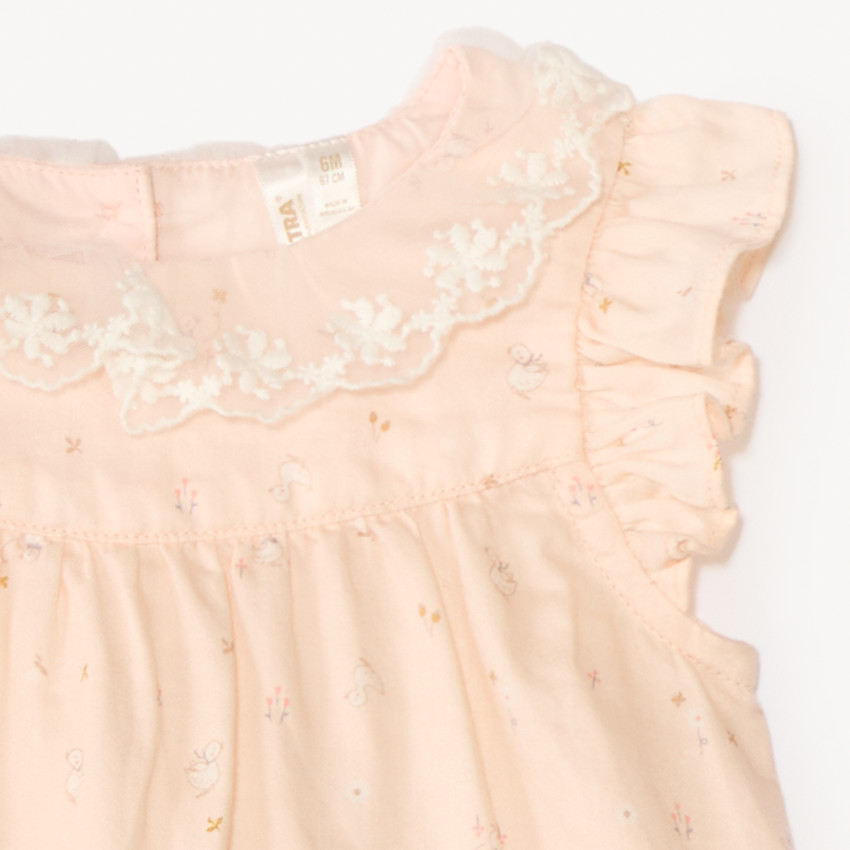 Ensemble 2 pièces tunique + caleçon bucolique pour bébé fille 