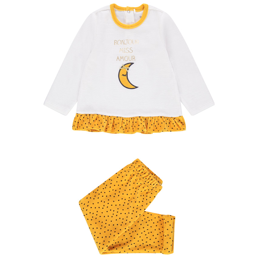Pyjama en velours volanté motif lune  
