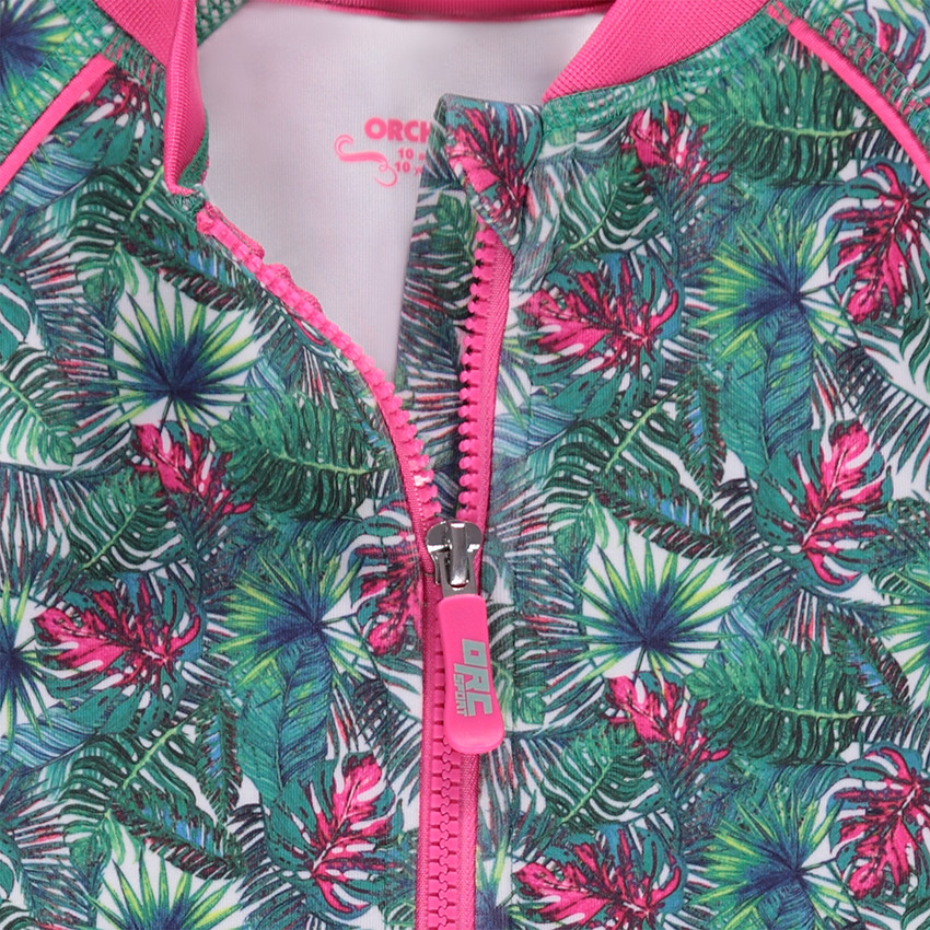 Gilet zippé en interlock double face imprimé tropical  