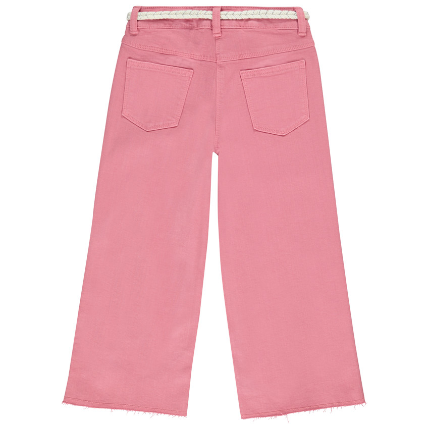 Jean flare uni avec ceinture tressée pour fille 