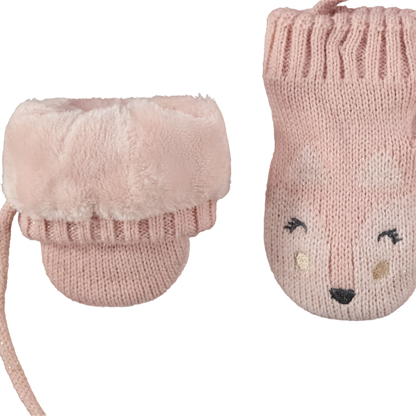 Moufles reliées motif animal pour bébé fille 