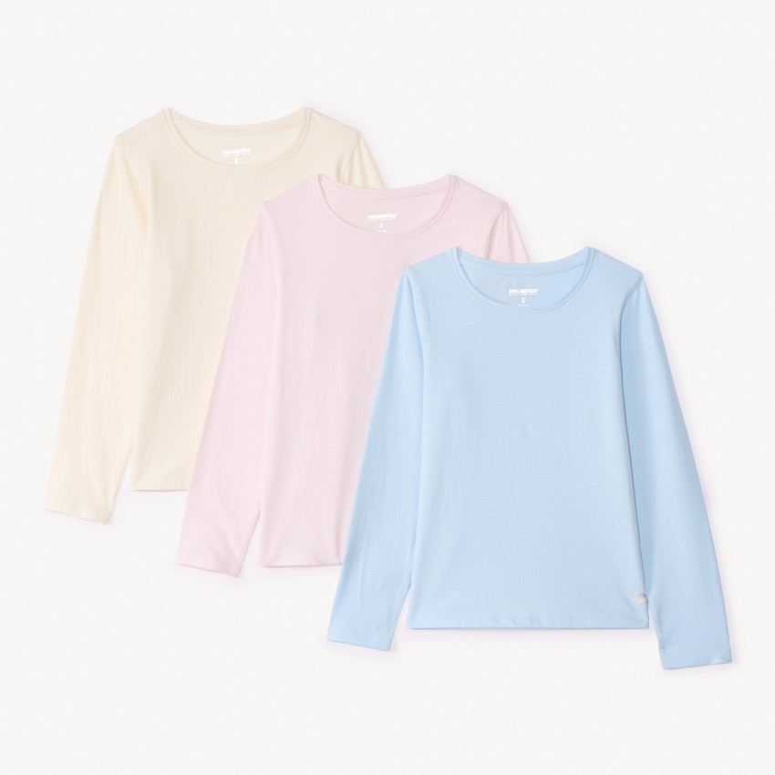 Lot de 3 t-shirt manches longues unis pour fille