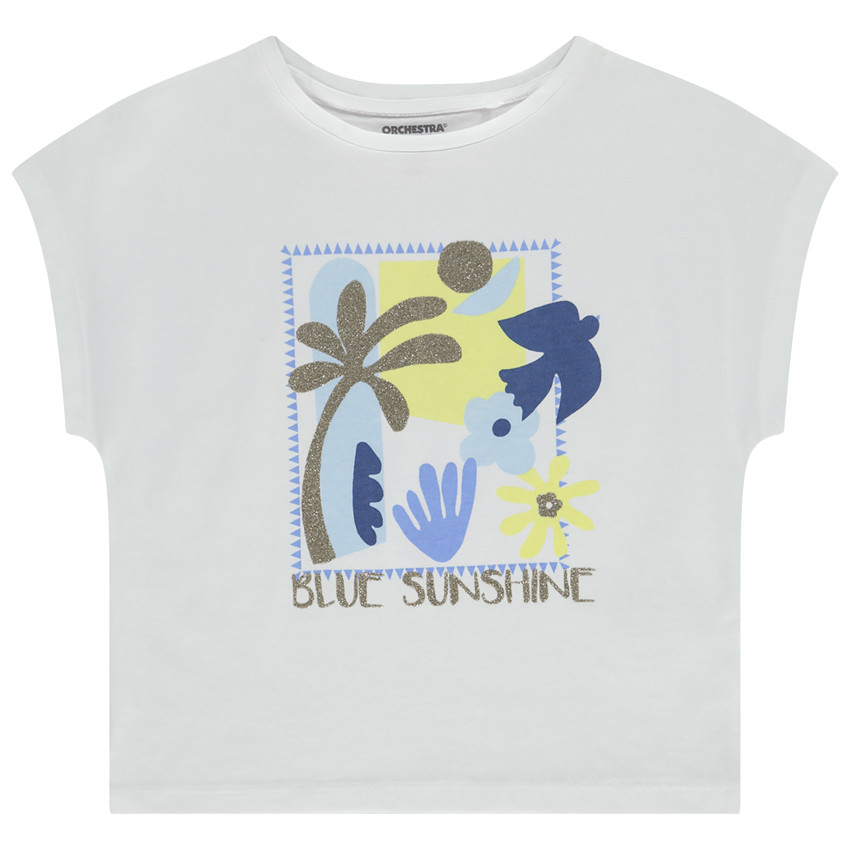 T-shirt manches courtes forme boîte print arty pour fille 
