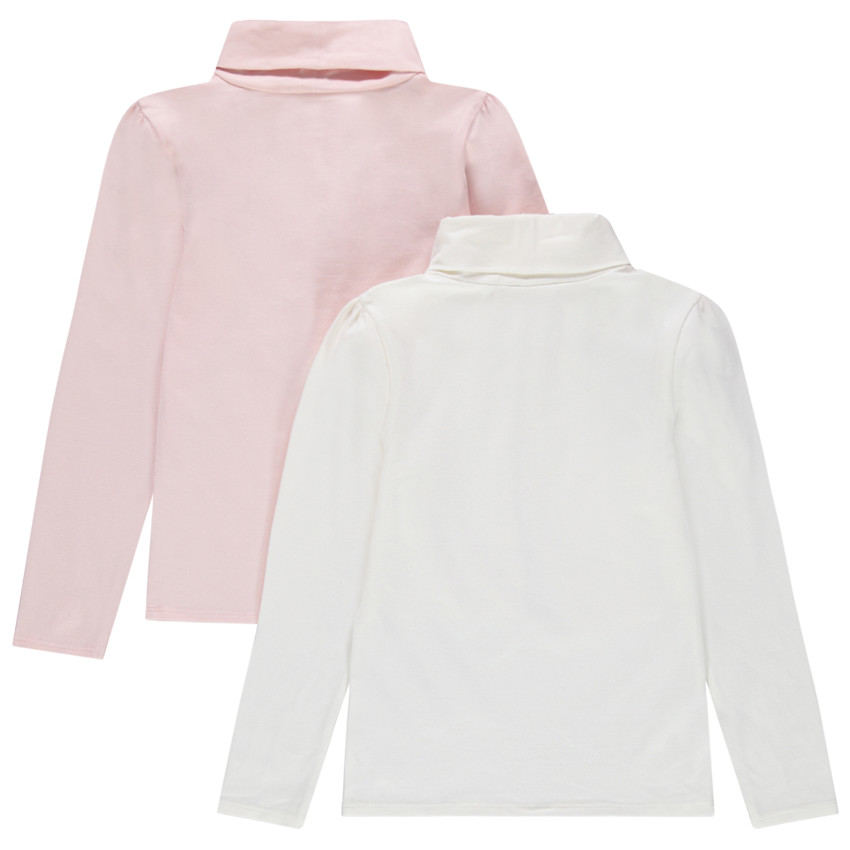 Lot de 2 sous-pulls unis à col roulé pour enfant fille 