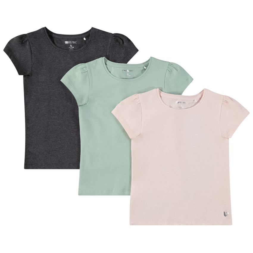 Lot de 3 t-shirts manches courtes unis pour fille