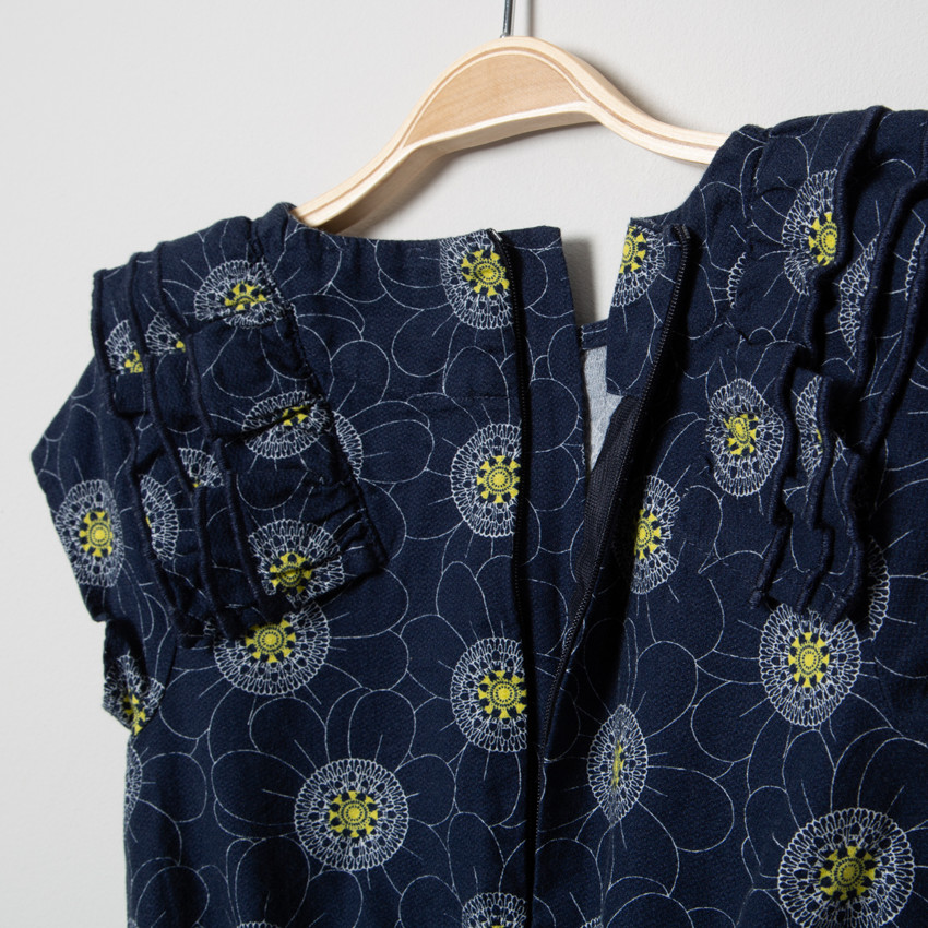 Robe manches courtes volantées imprimée fleurs all-over 