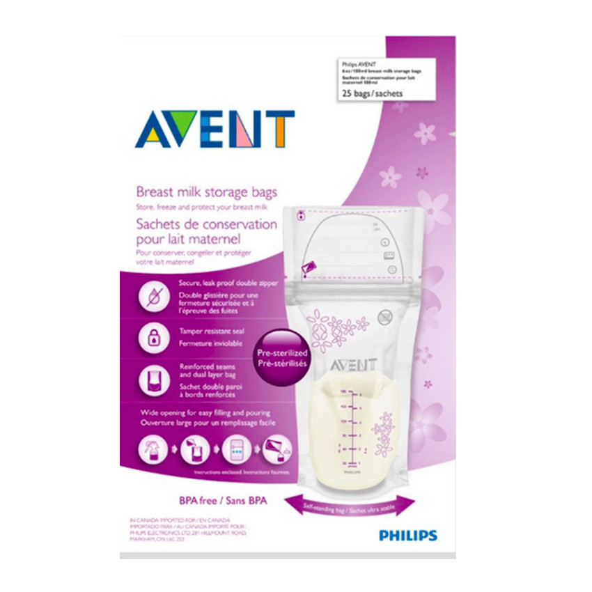 Sachets de conservation 180ml - 25 pièces - Transparent (Avent) - Image 1