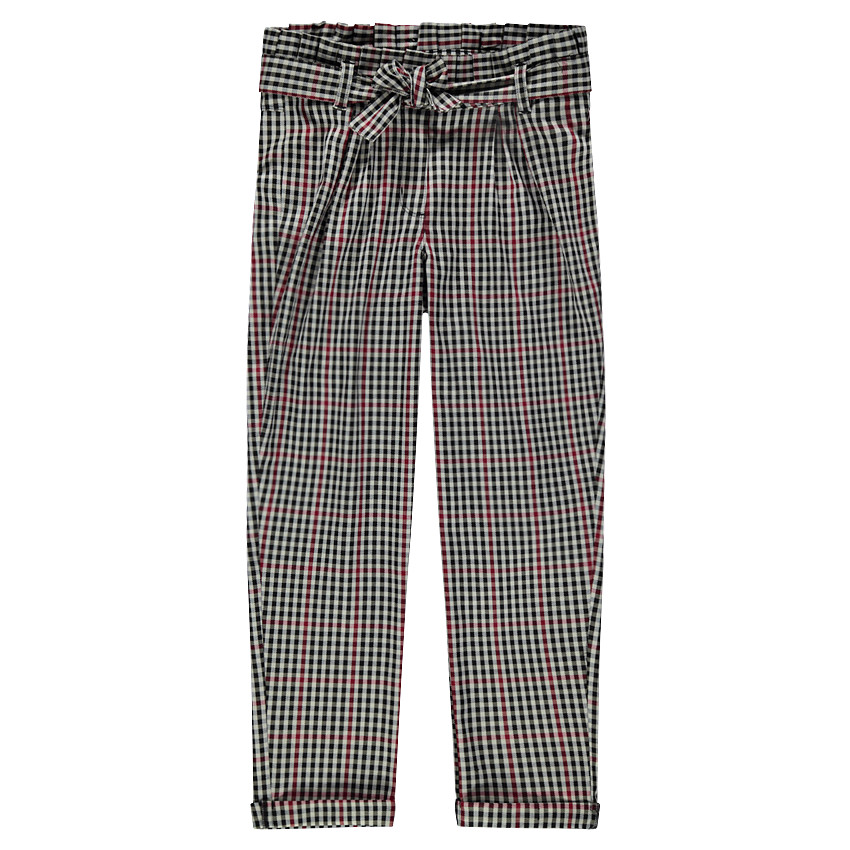 Junior - Pantalon à carreaux vichy avec ceinture à nouer 