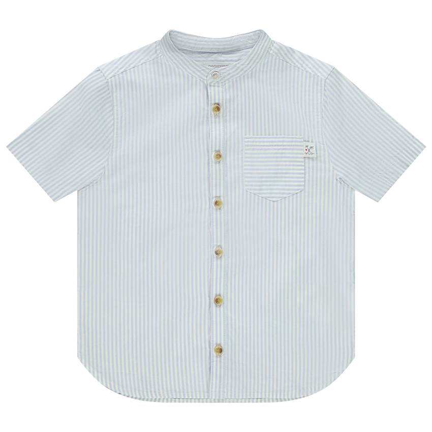Chemise manches courtes rayée à col mao pour garçon 