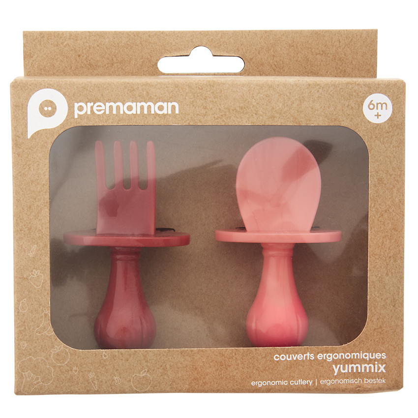 Lot de 2 couverts ergonomiques montessori Yummix - Rose 