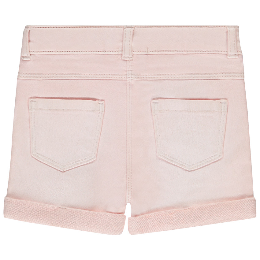 Short uni effet denim avec poche cœur pour bébé fille 
