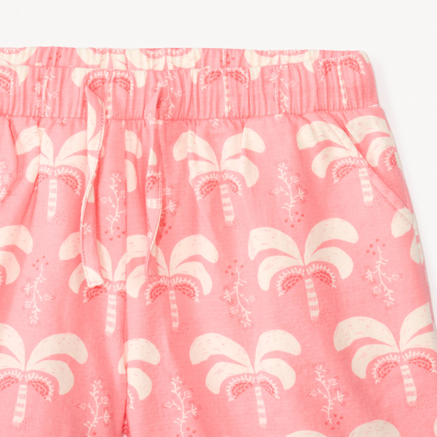 Ensemble 2 pièces t-shirt manches courtes + short motifs palmier pour fille 