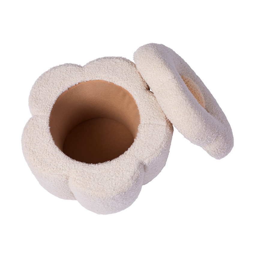 Pouf et coffre à jouets Fleur Blanc Cassé 