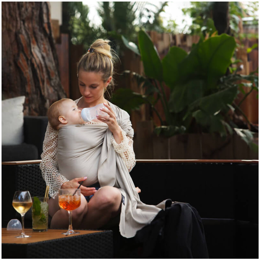 Ring Sling Echarpe de portage tiss e sans noeud Or Blanc Taille L