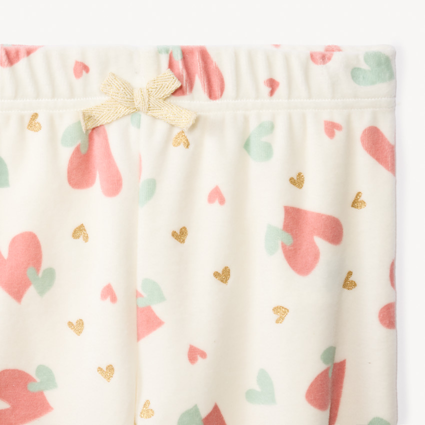 Set pyjama 2 pièces en velours cœurs fantaisies pour fille  