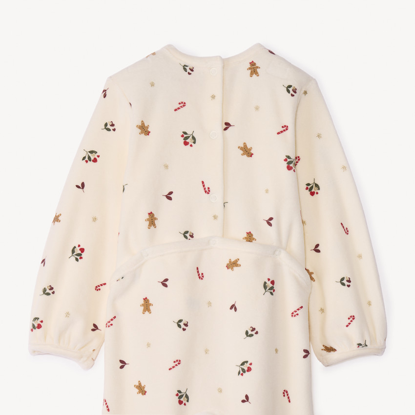 Dors-bien en velours imprimé Noël pour bébé fille avec ouvertures différentes selon l'âge 