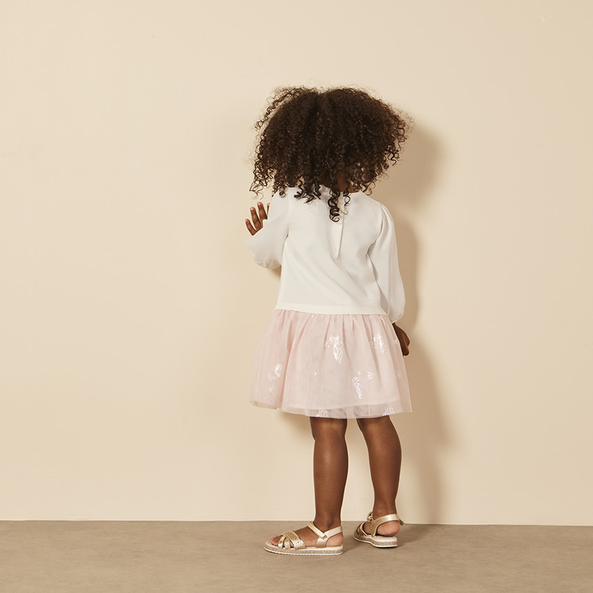 Ensemble 2 pièces robe manches longues + bandeau pour bébé fille 