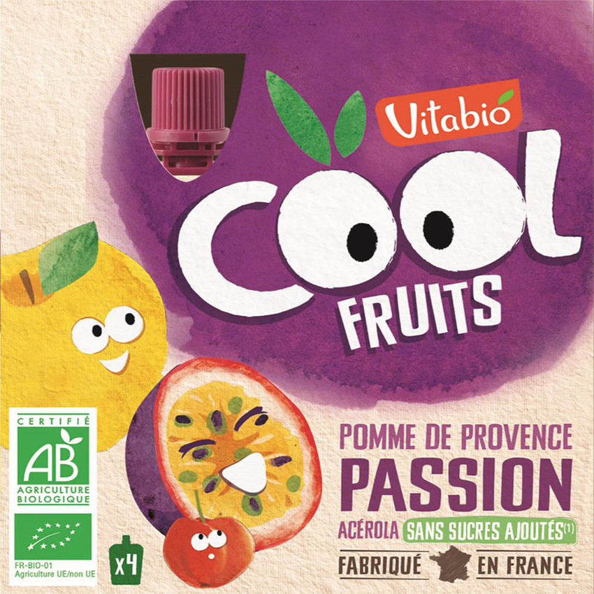 Gourdes sucrées Cool Fruits de Pomme et Passion 4x90g Main Gourdes sucrées Cool Fruits de Pomme et Passion 4x90g