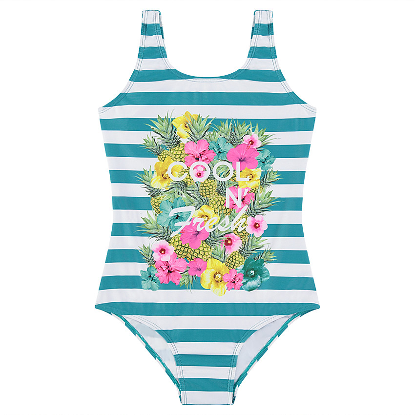 Maillot de bain 1 pièce rayé print fleurs 