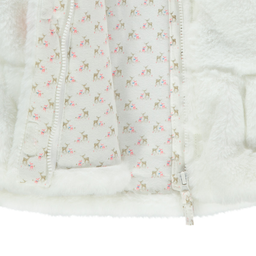 Manteau à capuche en fausse fourrure doublé jersey  