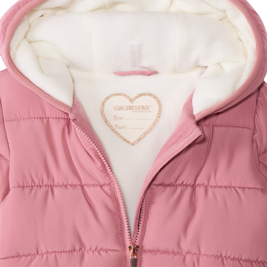 Doudoune matelassé en toile et micro polaire pour bébé fille   