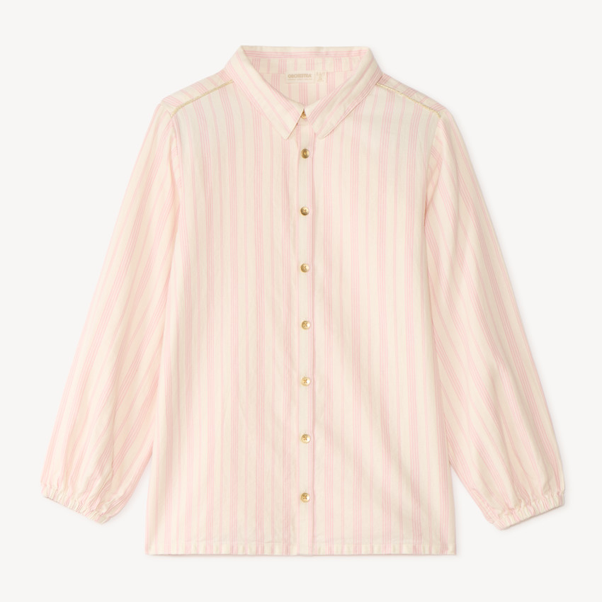 Chemise fille à manches longues à rayures vertical