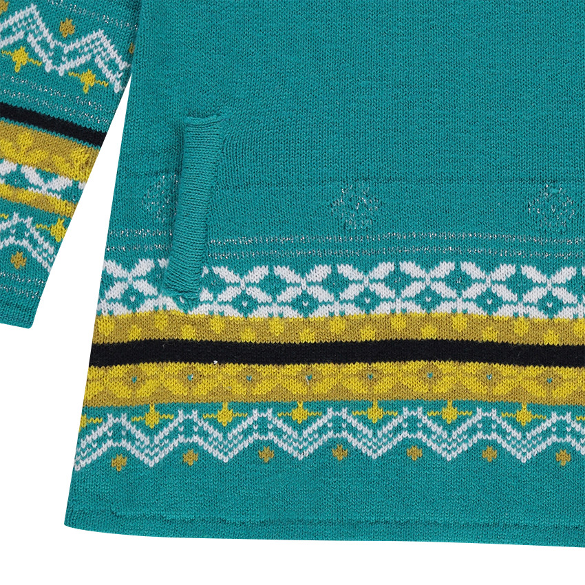 Robe manches longues en tricot motifs jacquard 