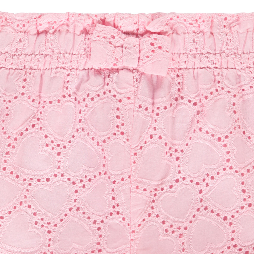 Short uni en broderie anglaise et nœud fantaisie pour bébé fille  