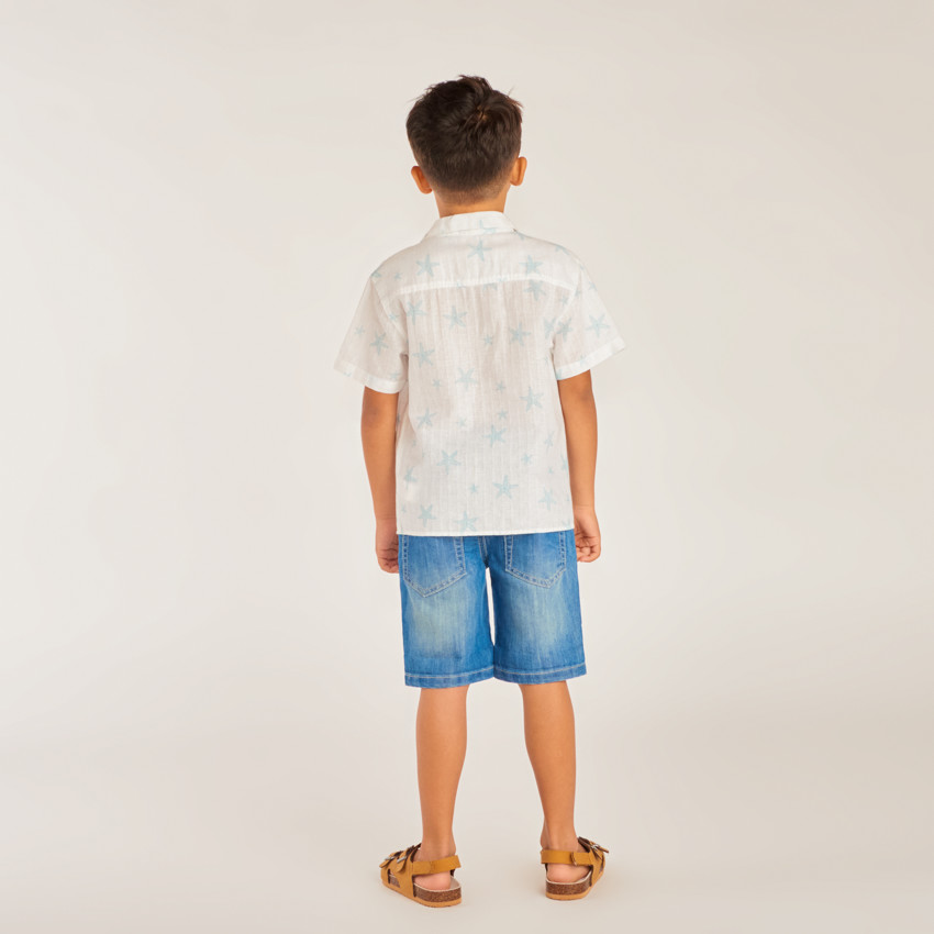 Chemise à manches courtes col cubain imprimé étoiles de mer pour garçon 