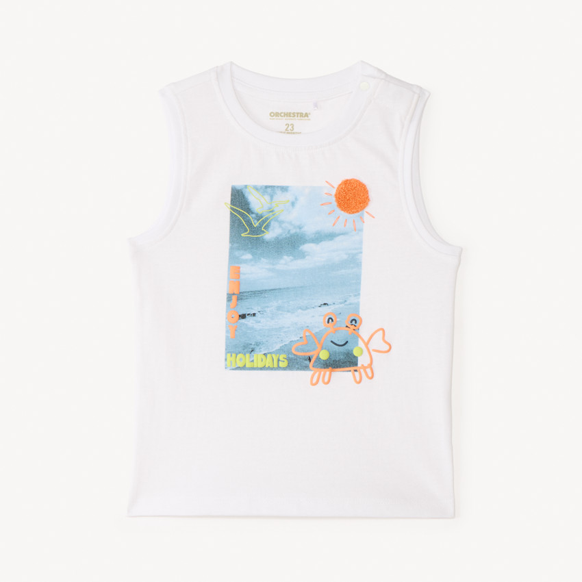 Débardeur en maille print avec patch bouclettes pour bébé garçon 