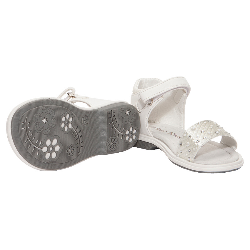 Nu-pieds blancs avec perles fantaisie 