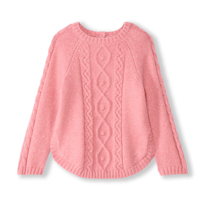 Pull poncho en tricot uni pour bébé fille