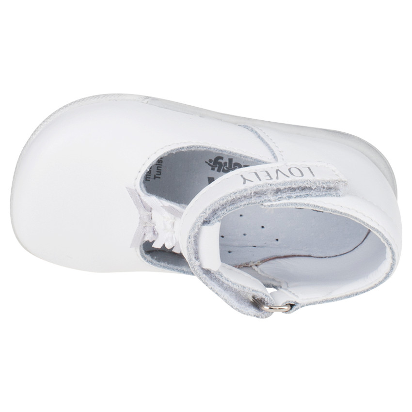 Salomés blanches en cuir avec noeuds fantaisie 