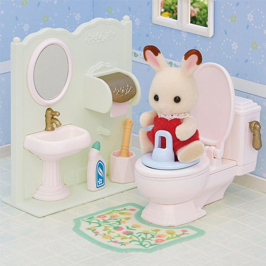 Set toilettes avec chasse d'eau fonctionnelle 