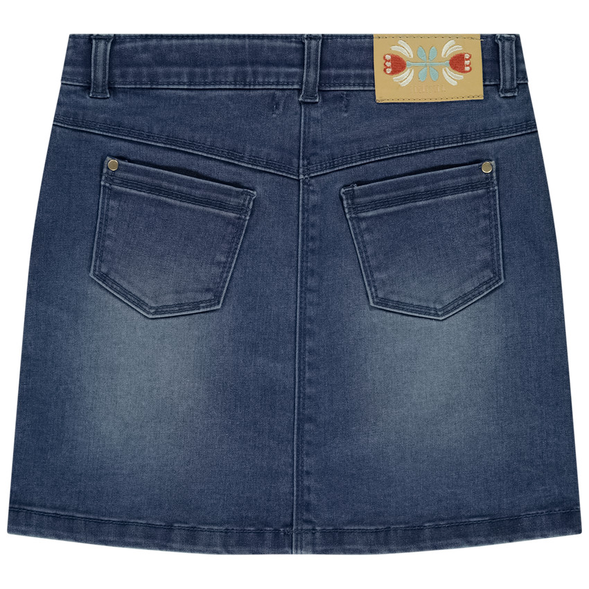 Jupe courte en jean à poches brodées pour fille 