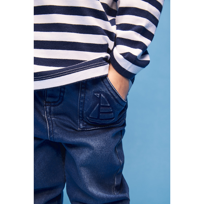 Jean en denim avec print en relief voilier pour bébé garçon 