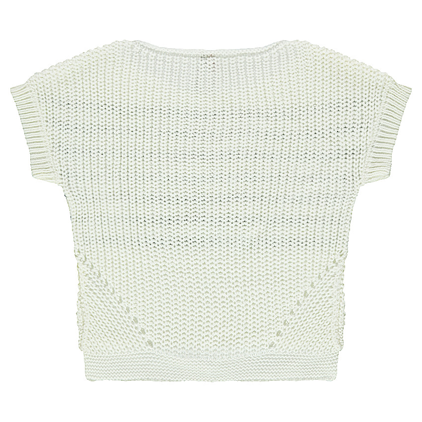 Pull manches courtes à rayures brillantes avec étoile en bouclette 