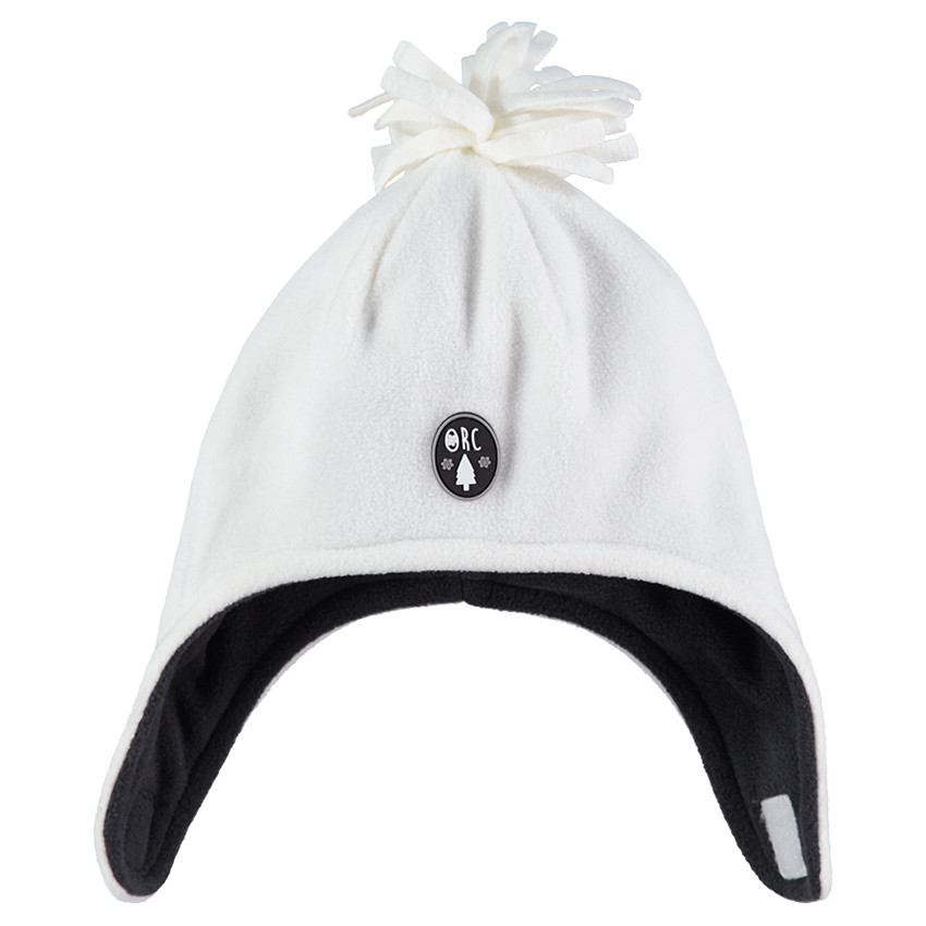 Bonnet péruvien en micropolaire avec pompon et badge