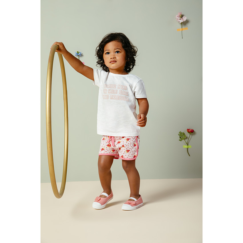 T-shirt manches courtes en coton à message pour bébé fille 