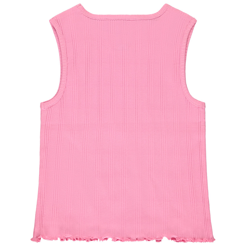 Débardeur uni en maille côte avec col fantaisie pour fille  