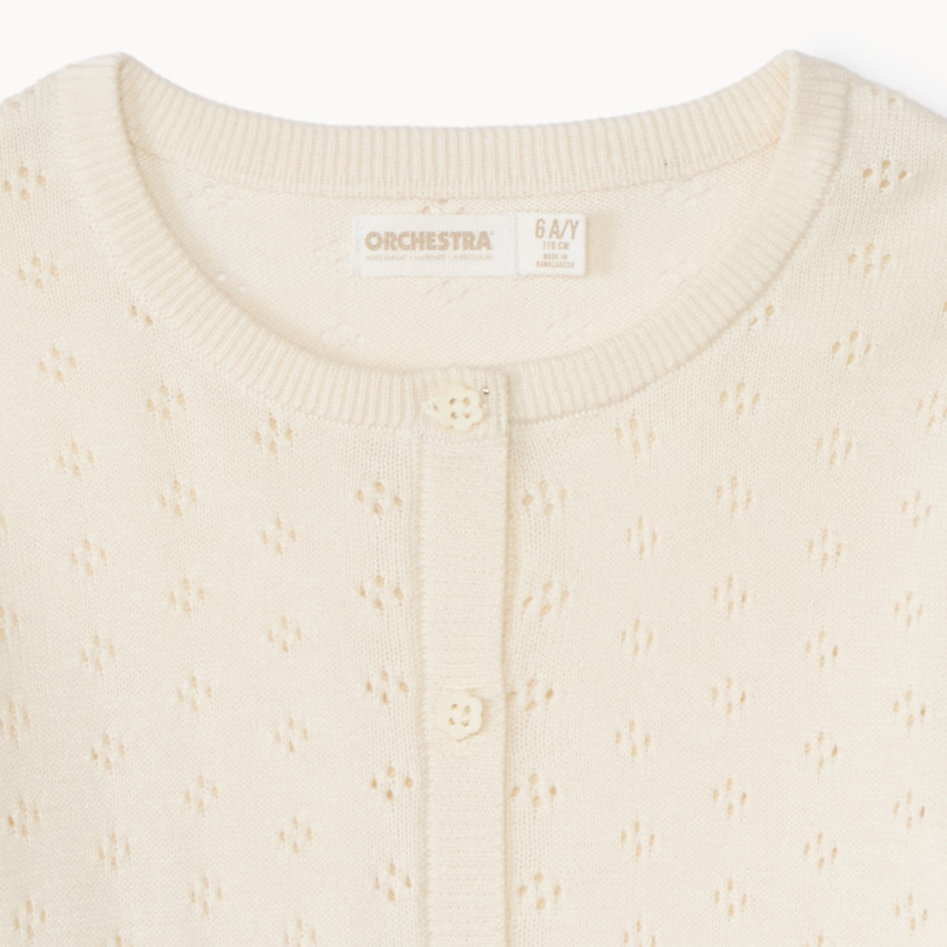 Gilet manches longues en tricot fantaisie pour fille 