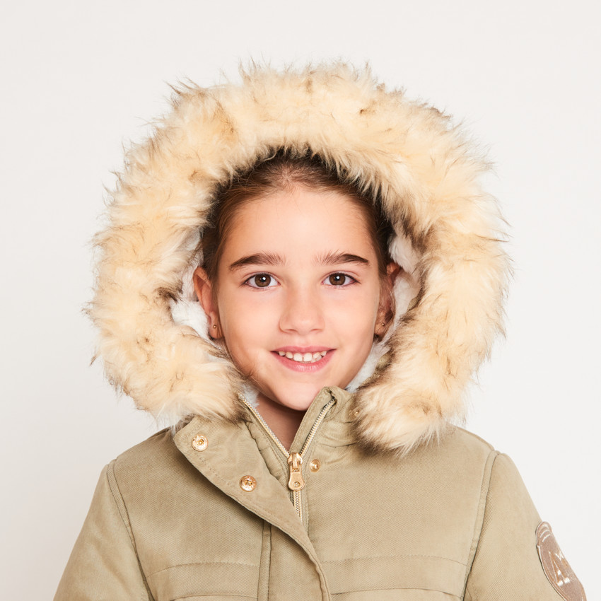 Parka déperlante à capuche effet fourrure pour fille 
