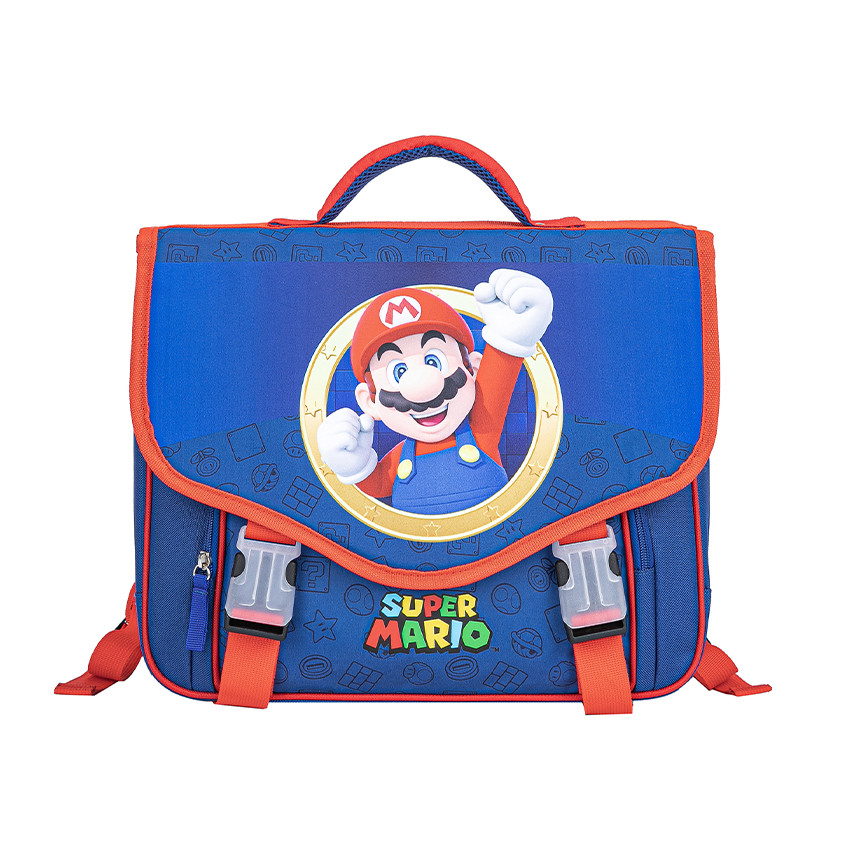Cartable à 2 compartiments Super Mario bleu 