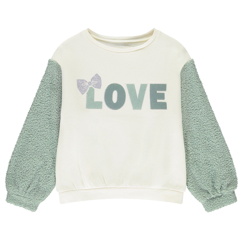Sweat molleton oversize à manches bouclettes pour fille 