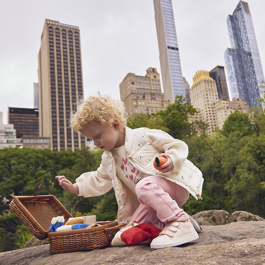 Doudoune sans manches imprimée et doublée velours pour bébé fille 